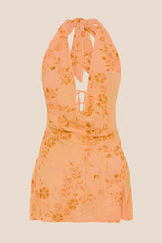 Pink Beaded Cowl Neck Short Dress