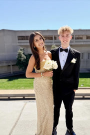 Purple Strapless Sequin Fitted Long Dress