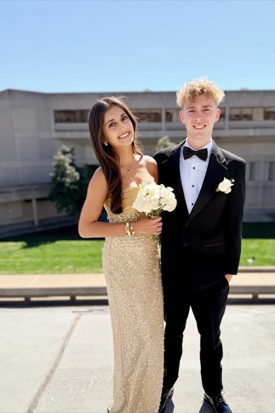 Purple Strapless Sequin Fitted Long Dress