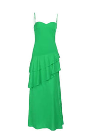 Straps Blue Chiffon Tiered Maxi Dress