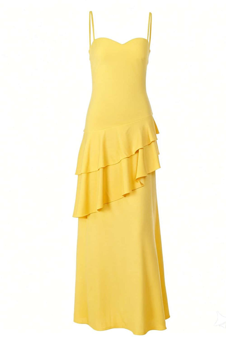 Straps Navy Blue Chiffon Tiered Maxi Dress