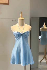 Pink Halter Ruched Short Dress