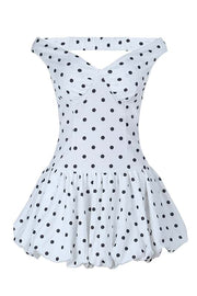 Off the Shoulder Polk Dot Short Bubble Dress