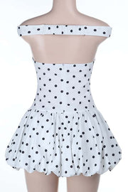 Off the Shoulder Polk Dot Short Bubble Dress