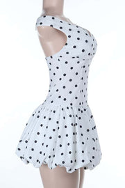 Off the Shoulder Polk Dot Short Bubble Dress