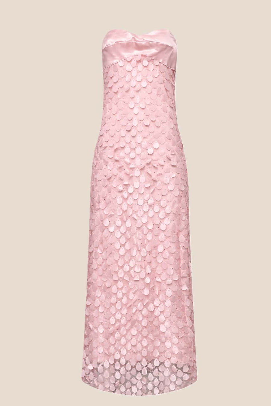 Blue Strapless Teardrop Lace Applique Long Dress