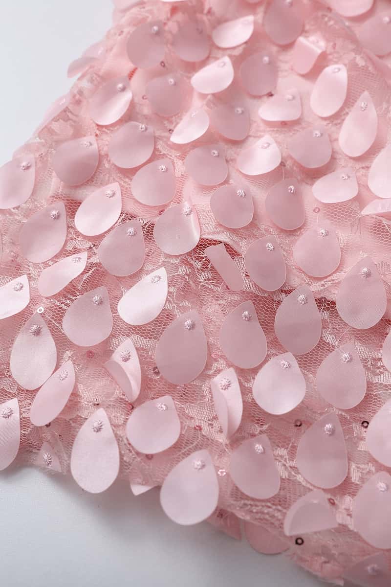 Blue Strapless Teardrop Lace Applique Long Dress