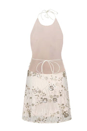 Halter Light Yellow Beaded Short Dress