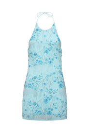 Halter Light Yellow Beaded Short Dress