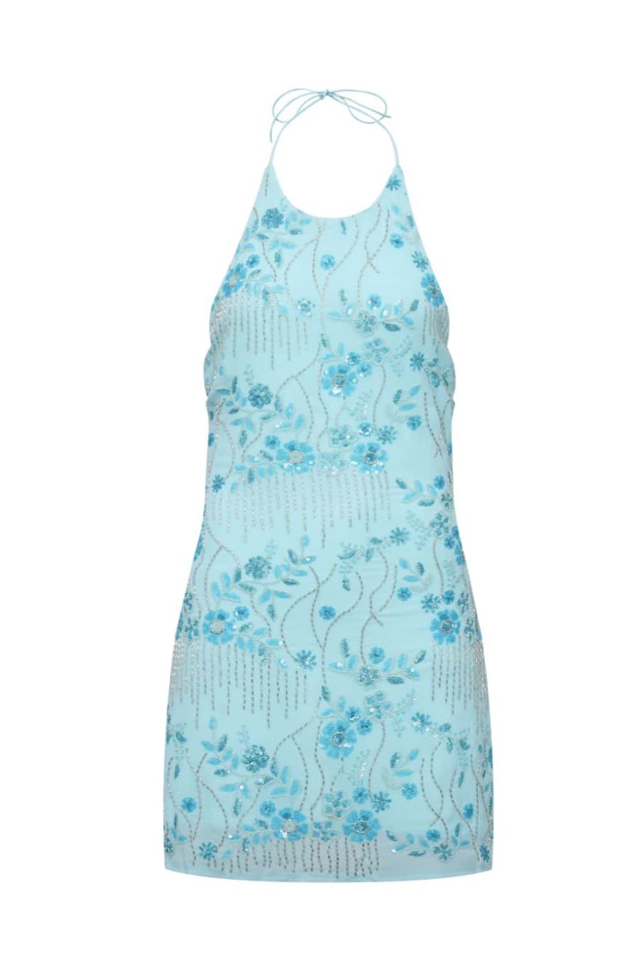 Halter Light Yellow Beaded Short Dress