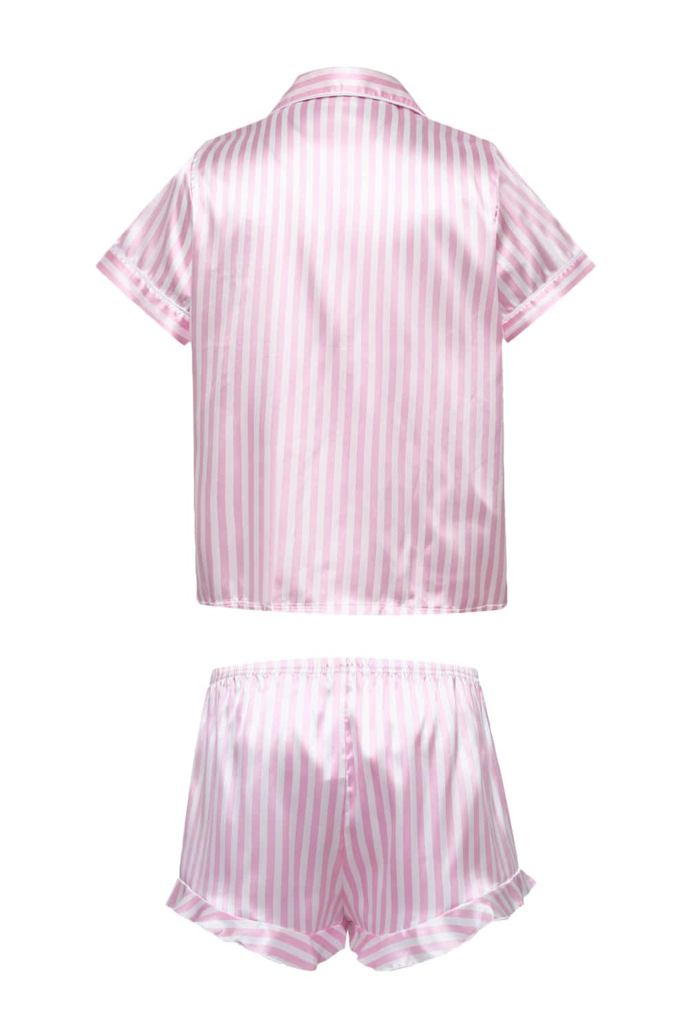 Pink Striped Short Sleeves Pajamas Set