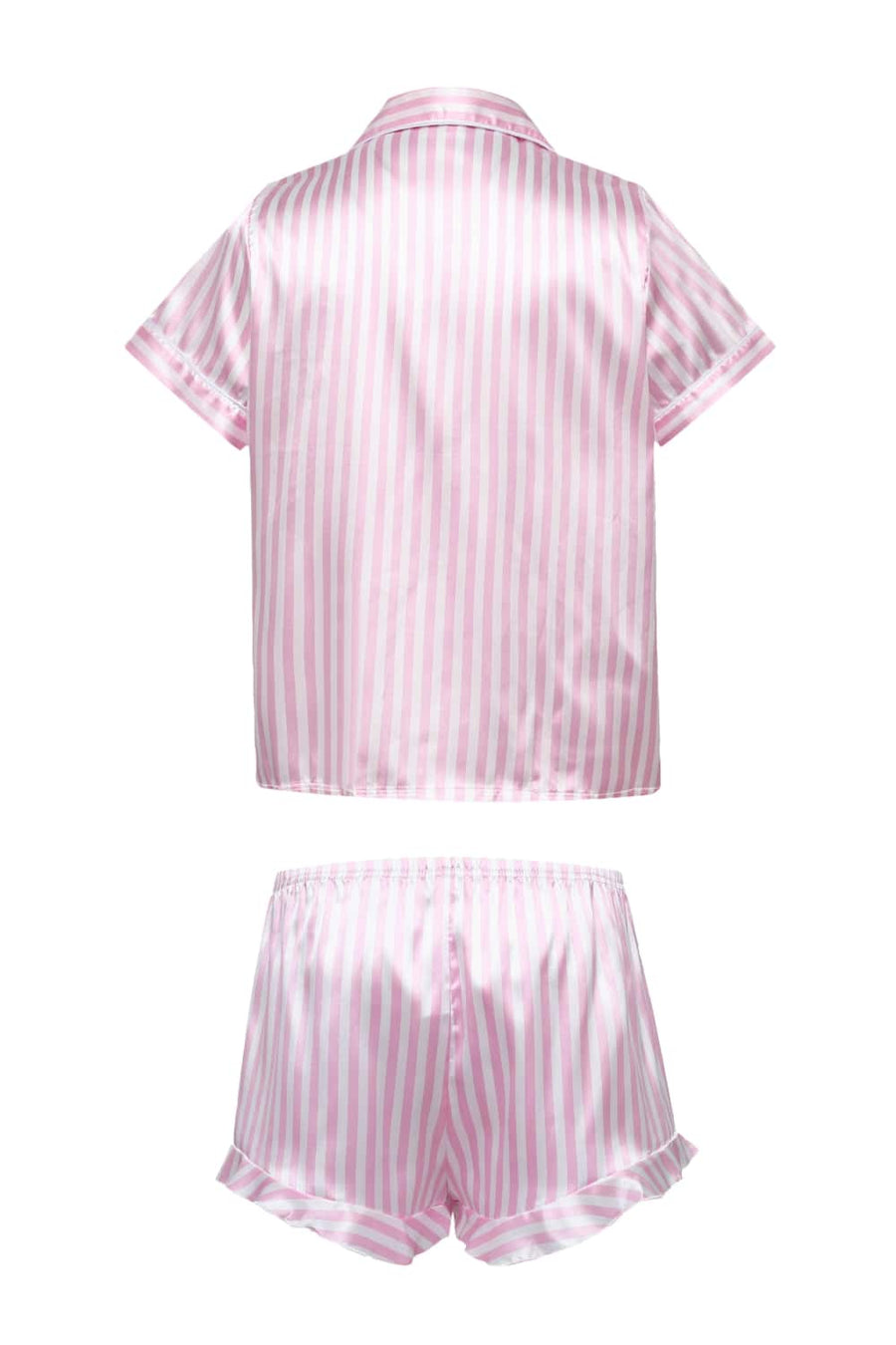 Pink Striped Short Sleeves Pajamas Set
