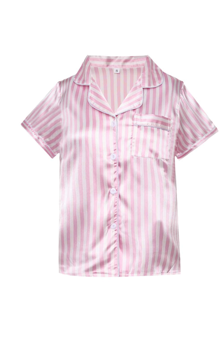 Pink Striped Short Sleeves Pajamas Set