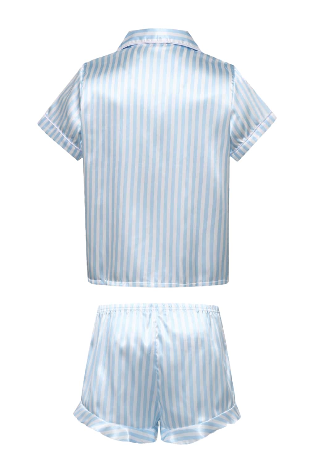 Blue Striped Short Sleeves Pajamas Set