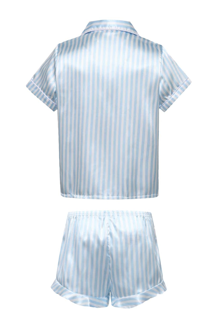 Blue Striped Short Sleeves Pajamas Set