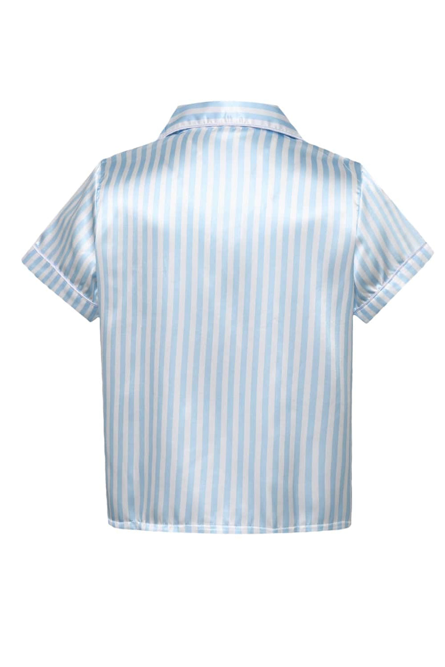 Blue Striped Short Sleeves Pajamas Set