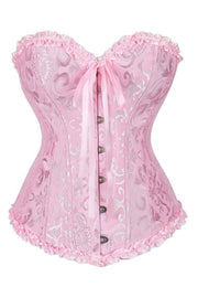 Pink Jacquard Ruffle Bustier Corset