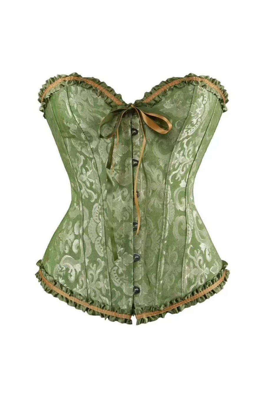 Pink Jacquard Ruffle Bustier Corset