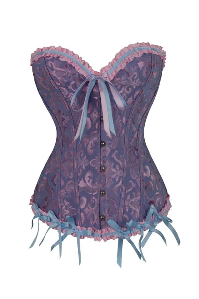 Pink Jacquard Ruffle Bustier Corset