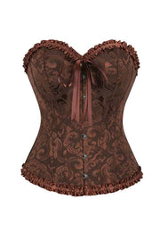Pink Jacquard Ruffle Bustier Corset
