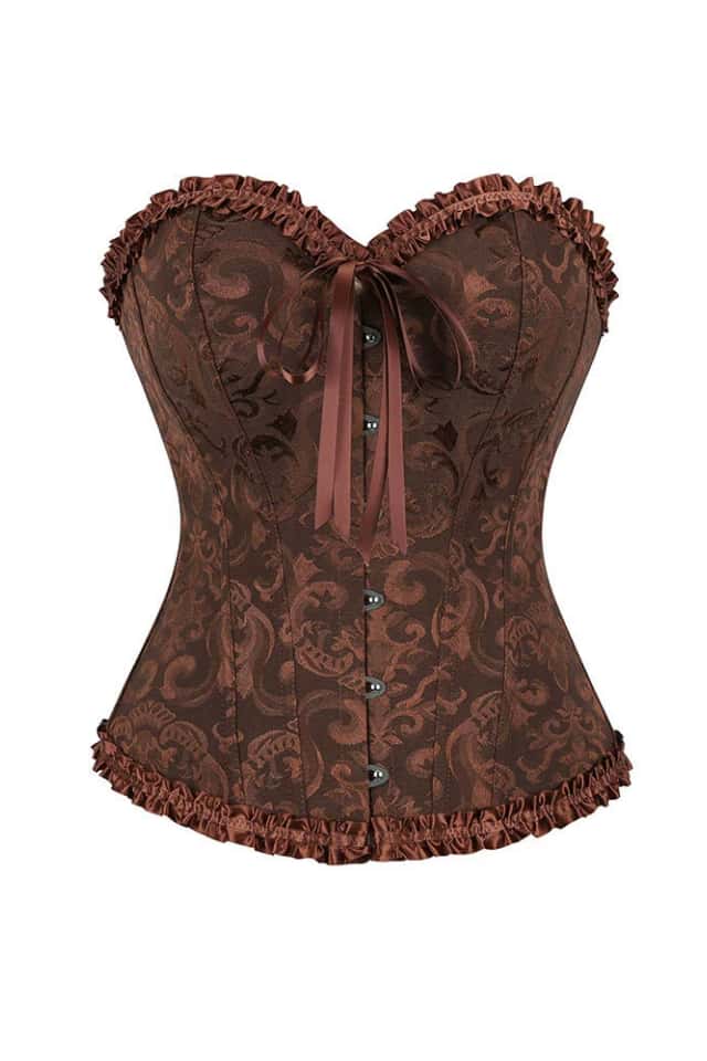 Pink Jacquard Ruffle Bustier Corset