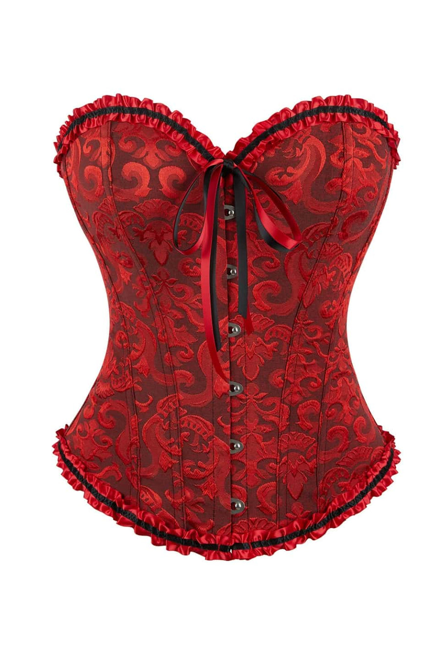 Pink Jacquard Ruffle Bustier Corset