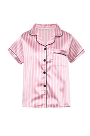 Pink Striped Pajama Set with Black Buttons