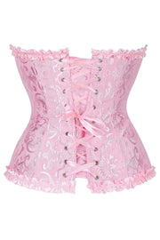 Pink Jacquard Ruffle Bustier Corset