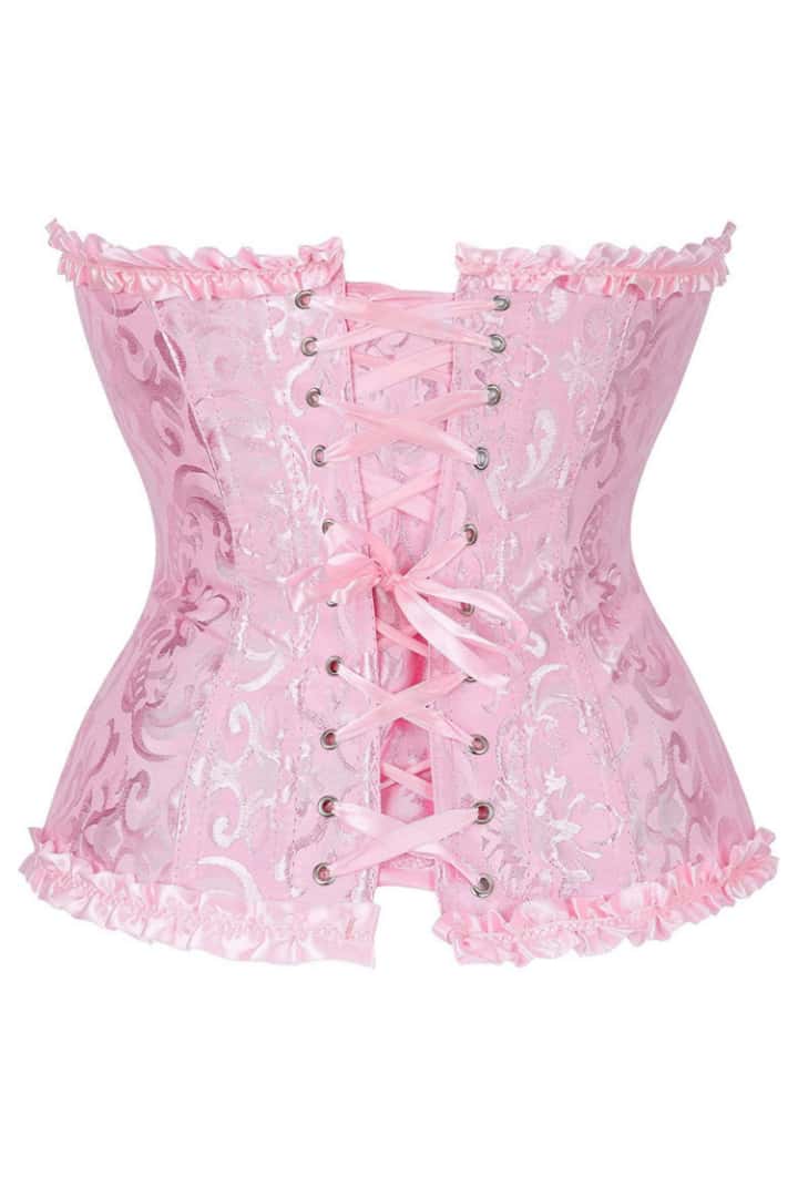 Pink Jacquard Ruffle Bustier Corset