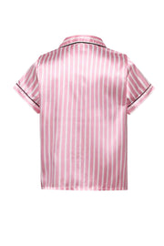Pink Striped Pajama Set with Black Buttons