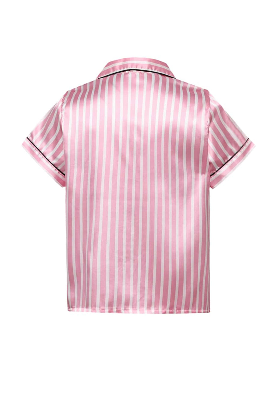 Pink Striped Pajama Set with Black Buttons