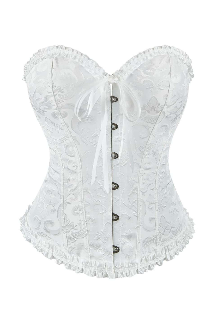 Pink Jacquard Ruffle Bustier Corset