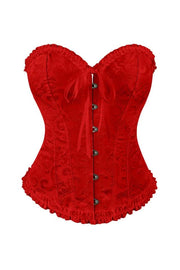 Pink Jacquard Ruffle Bustier Corset