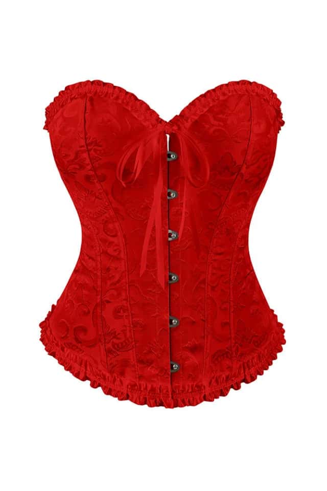 Pink Jacquard Ruffle Bustier Corset