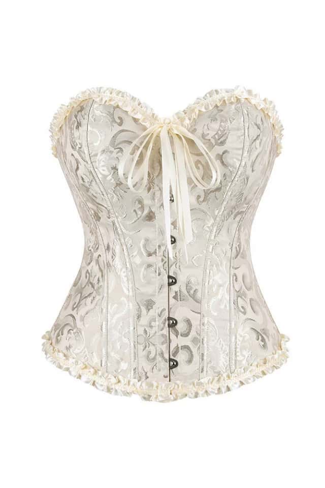 Pink Jacquard Ruffle Bustier Corset