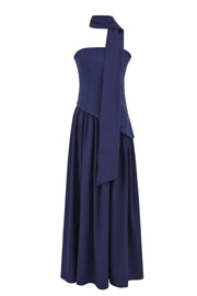 Burgundy Crepe Bodice Gathered Long Dress