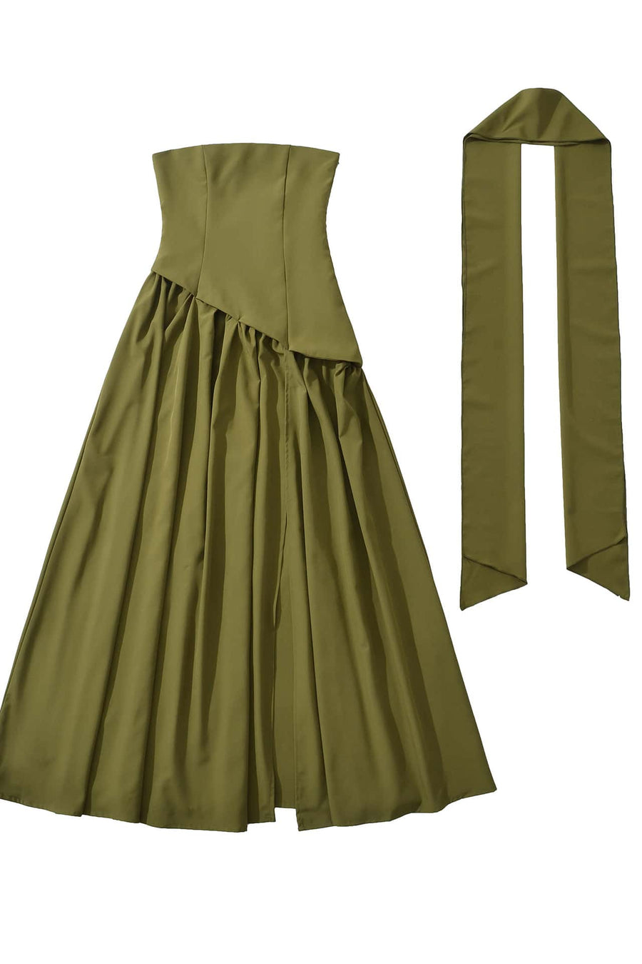 Burgundy Crepe Bodice Gathered Long Dress