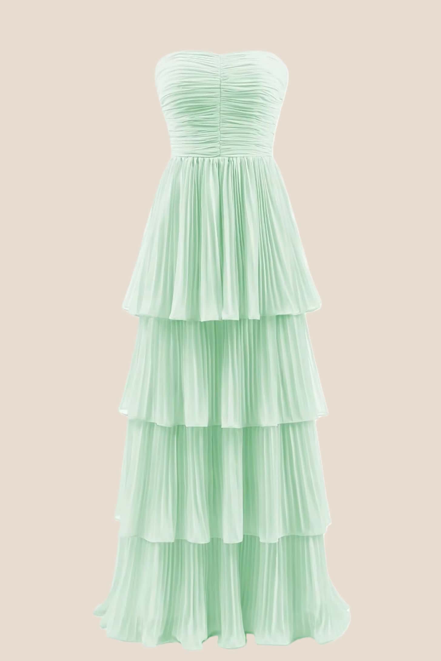 Blue Chiffon Pleated A-line Tiered Maxi Dress – Ohmollydress