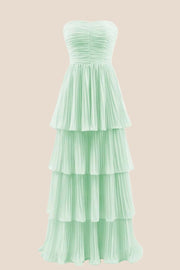 Emerald Green Chiffon Ruffles Long Party Dress