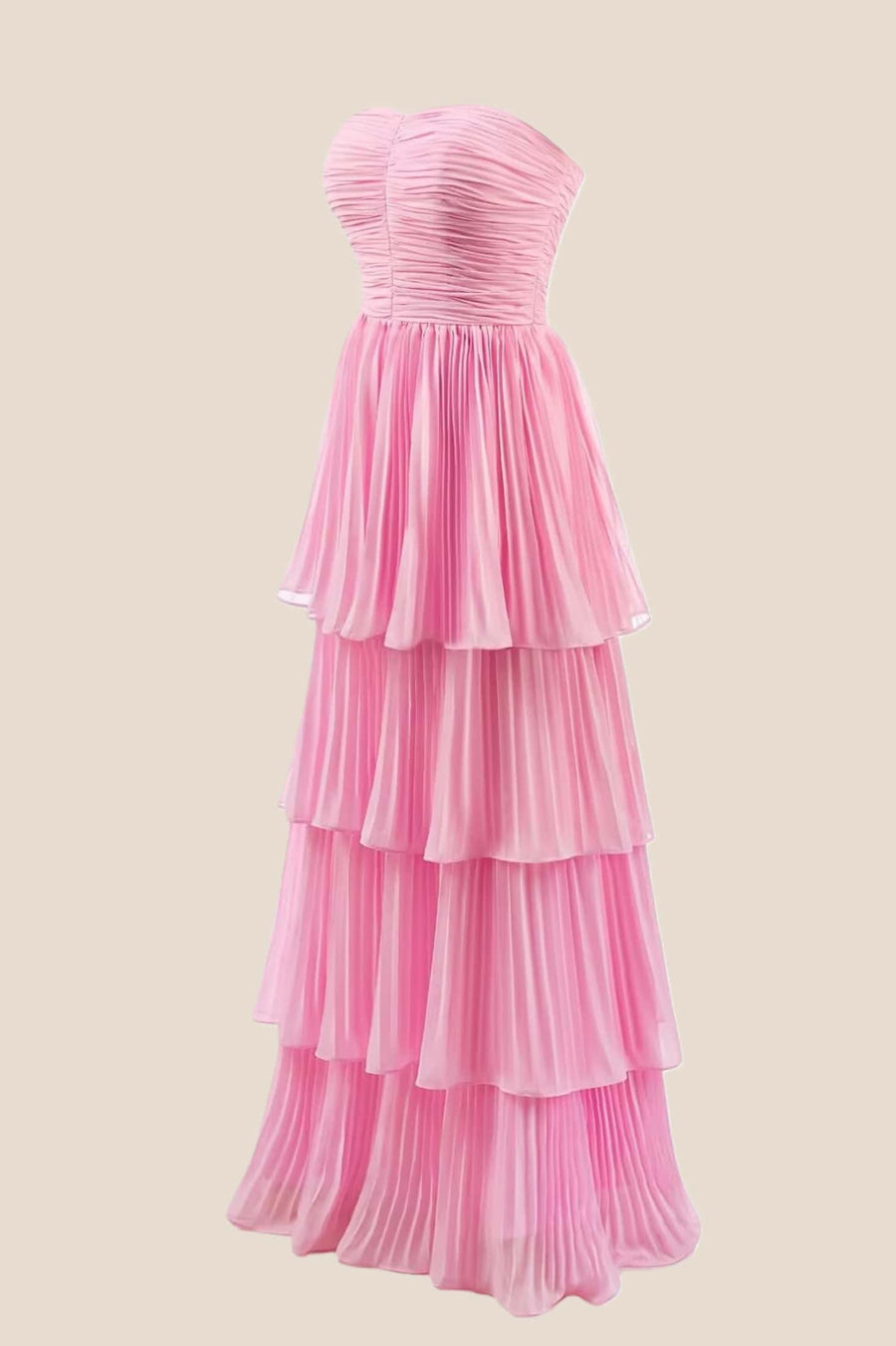 Hot Pink Chiffon Pleated A-line Tiered Maxi Dress Ohmollydress Hot Pink Chiffon Pleated A-line Tiered Maxi Dress Ohmollydress