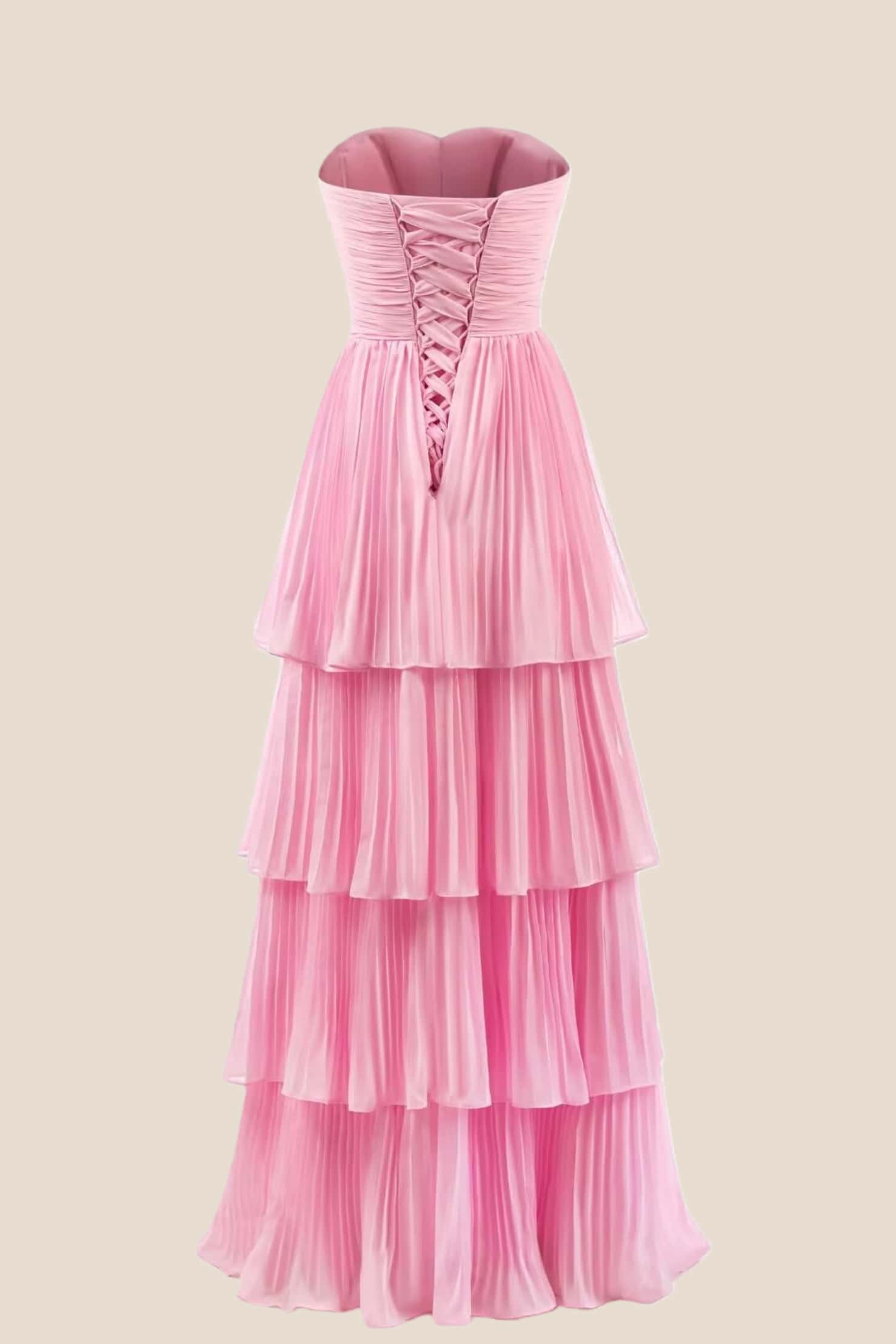 Hot Pink Chiffon Pleated A-line Tiered Maxi Dress – Ohmollydress