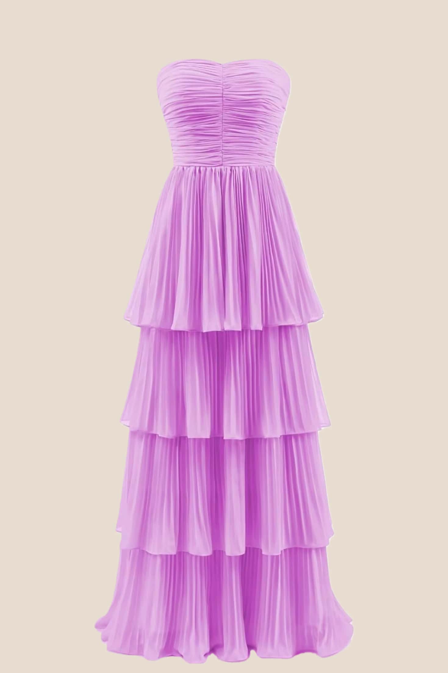 Yellow Chiffon Pleated A-line Tiered Maxi Dress – Ohmollydress