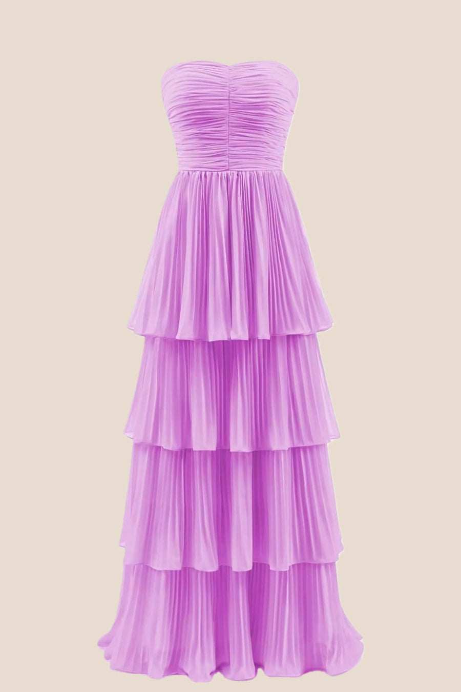 Blue Chiffon Pleated A-line Tiered Maxi Dress