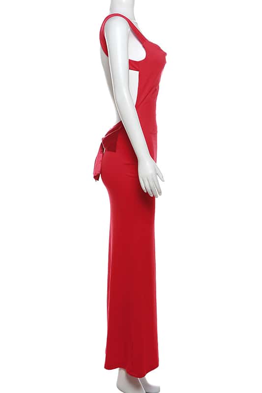 red backless bow dress red dress for party Red Short Party Dress Sexy Prom Dress Square Neck Backless Bow Cocktai Msikoods Official Store