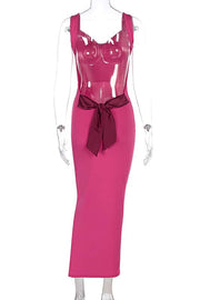 Sexy Red Backless Tight Bow Dress