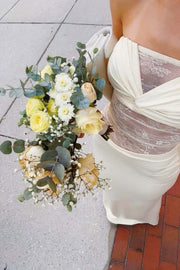 Yellow Twist Sheer Fitted Long Dress