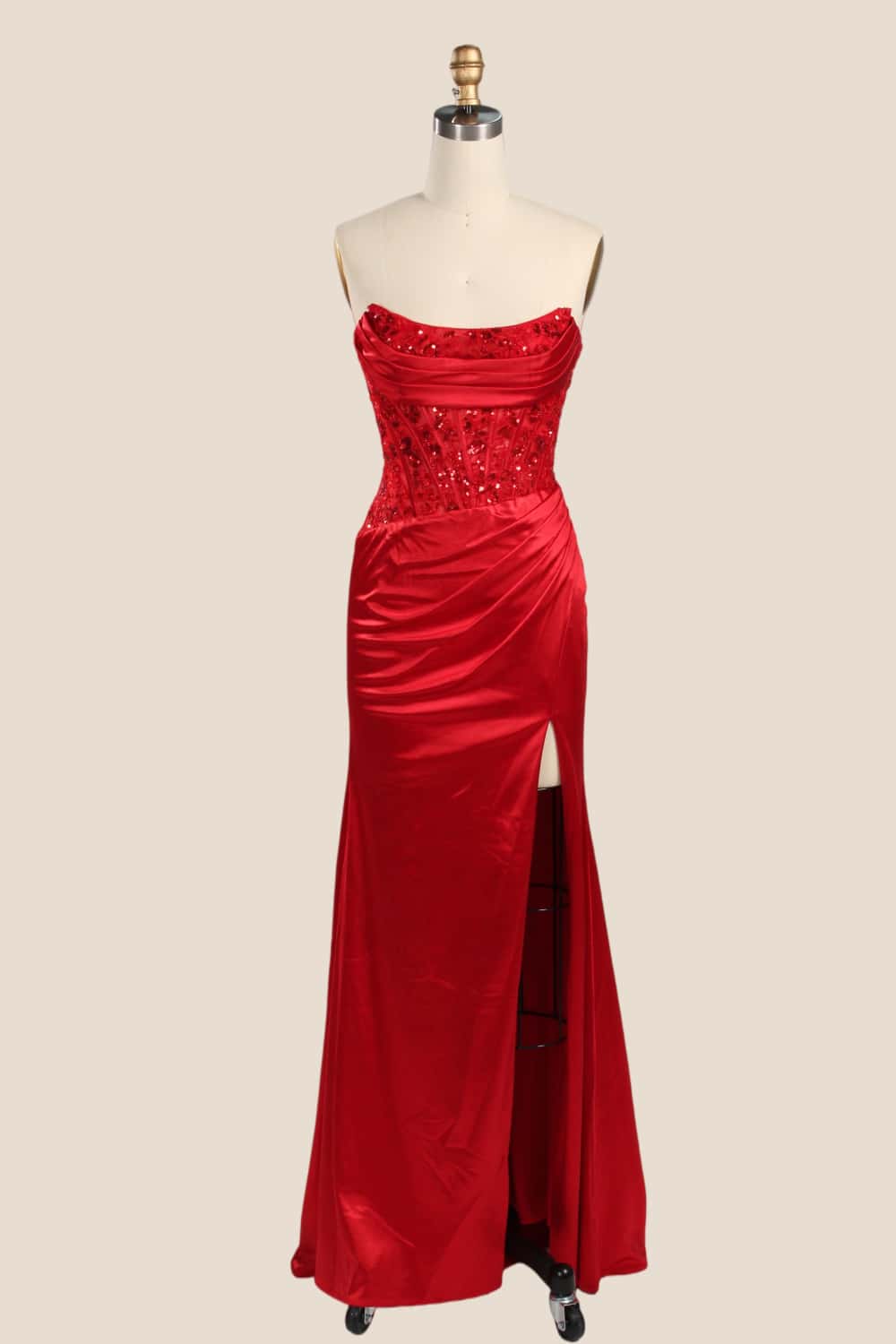 Strapless Dark Green Appliques Ruched Long Formal Dress