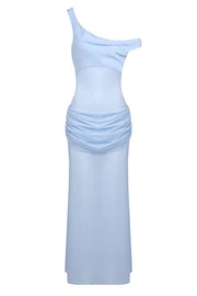 Two Piece One Shoulder Ruched Long Dress with Corset