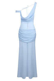 Two Piece One Shoulder Ruched Long Dress with Corset