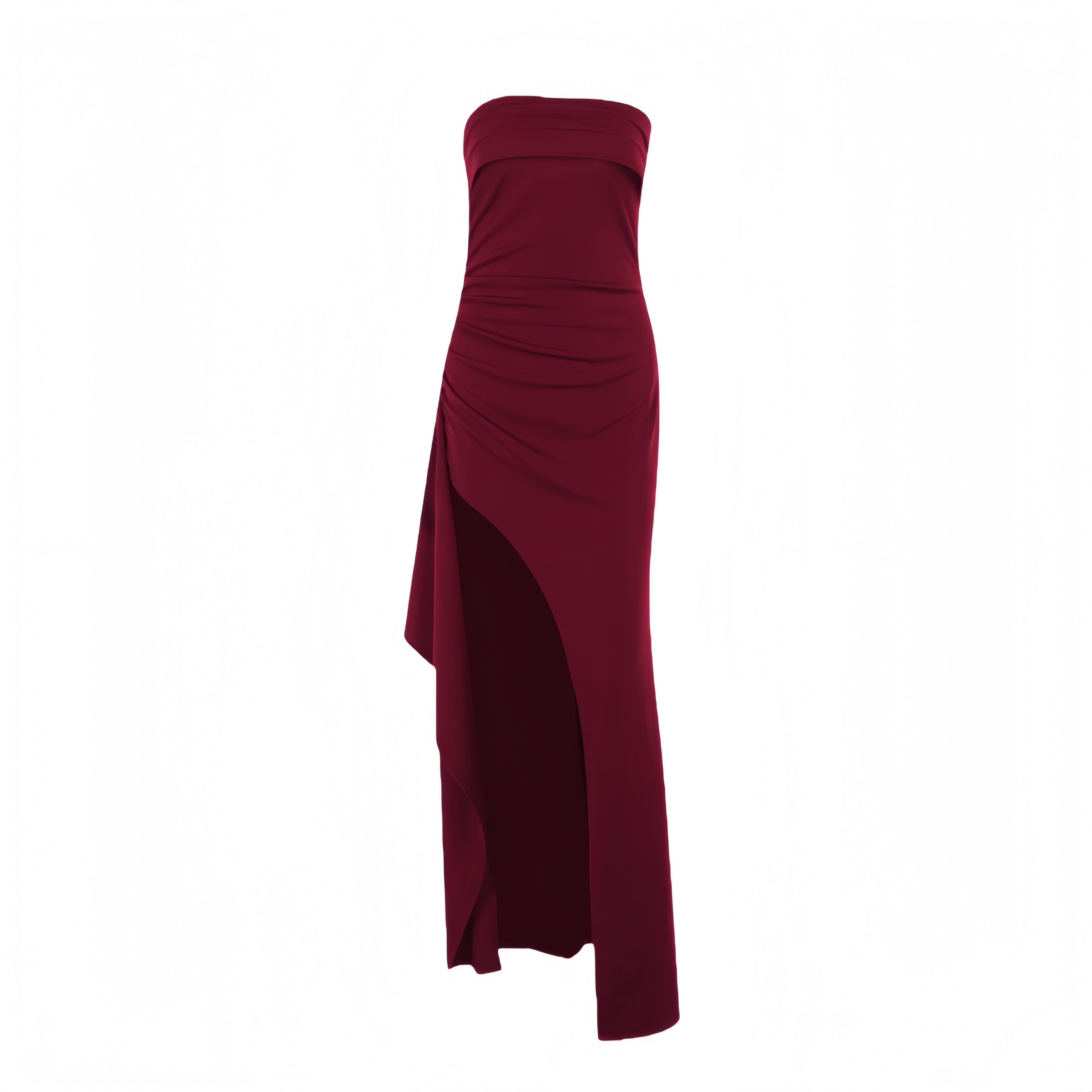 Strapless Navy Blue Pleated Long Dress with Slit – Ohmollydress